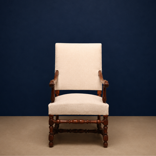 Louis XIII Style Carved Oak Fauteuil Armchair
