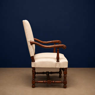 Louis XIII Style Carved Oak Fauteuil Armchair
