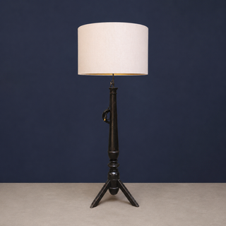 20th Century Wooden Black Painted Floor Lamp
