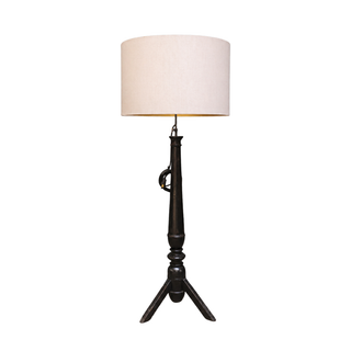 20th Century Wooden Black Painted Floor Lamp

