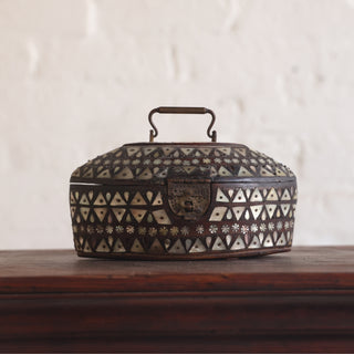 19th Century Belgian Painted Pine Box with Inlay

