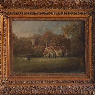 1870 English Landscape Painting on Canvas
