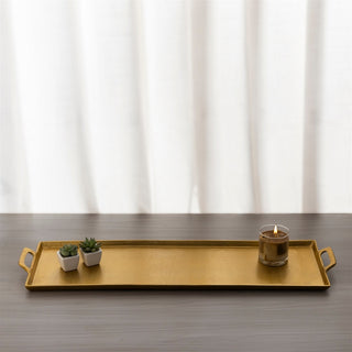 Antique Brass Aluminum Tray with Handles
