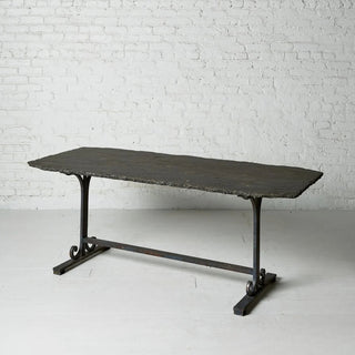 19th Century French Slate Top Iron Leg Table
