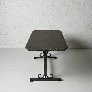 19th Century French Slate Top Iron Leg Table
