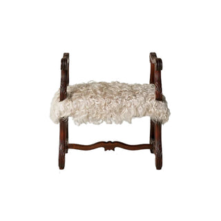 1900s French Wood & Upholstered Stool
