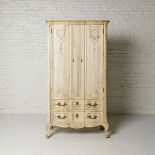 1900s Flemish Rococo Style Bleached Oak Armoire
