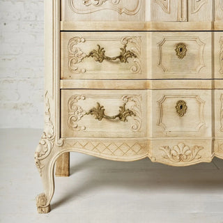 1900s Flemish Rococo Style Bleached Oak Armoire
