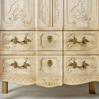1900s Flemish Rococo Style Bleached Oak Armoire
