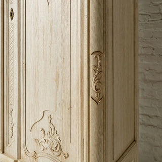 1900s Flemish Rococo Style Bleached Oak Armoire
