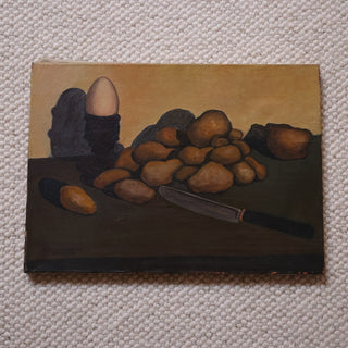 1976 French Before Breakfast Painting by A. Morandeau
