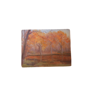 1938 French Autumn Trees Painting

