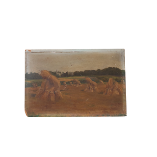 20th Century French Wheat Field Painting
