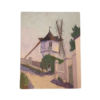 20th Century French Windmill Painting
