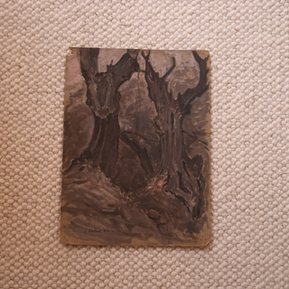 1922 French Dark Forrest Painting
