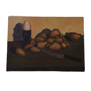1976 French Before Breakfast Painting by A. Morandeau
