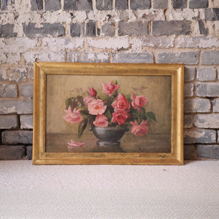 19th Century French Rose Painting on Canvas
