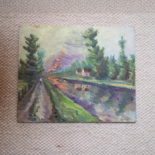 20th Century French Evening Walk Painting
