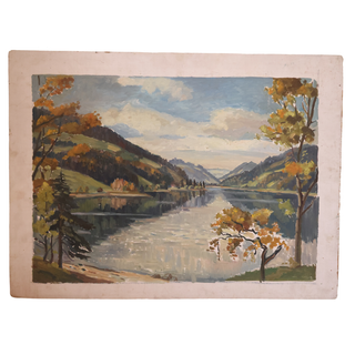 20th Century French Lake View Painting
