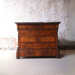 Mid 19th Century Louis Phillipe Chest with Black Marble Top
