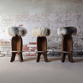 Mid 20th Century French Mongolian Goat Covered Stools (Set of 3)
