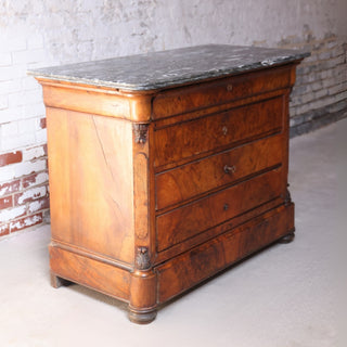 Mid 19th Century Louis Phillipe Chest with Black Marble Top
