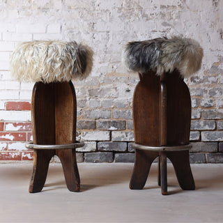 Mid 20th Century French Mongolian Goat Covered Stools (Set of 3)
