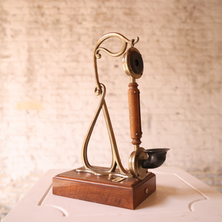 20th Century French Brass & Oak Telephone
