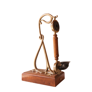 20th Century French Brass & Oak Telephone
