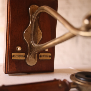 20th Century French Brass & Oak Telephone

