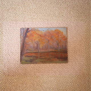 1938 French Autumn Trees Painting
