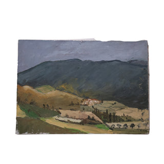 1966 French Dark Mountain Painting
