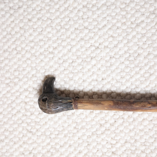 Late 19th Century French Oak Cane with Carved Bird Head Handle

