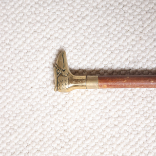 19th Century French Oak Cane with Carved Bird Head Handle
