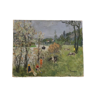 20th Century French Pasture Scene Painting
