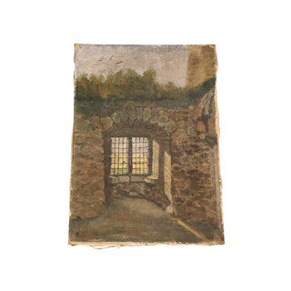 20th Century French Chateau Window Painting
