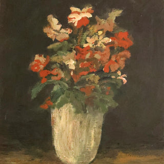 20th Century French Red Bouquet Painting
