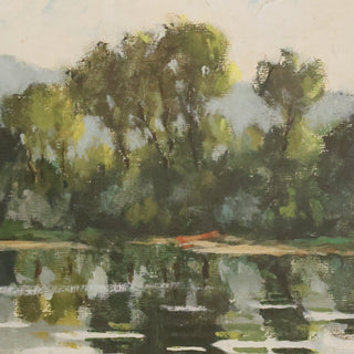20th Century French Lake Scene Painting
