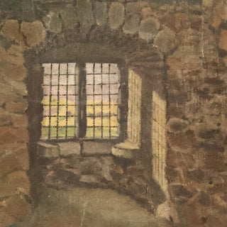 20th Century French Chateau Window Painting
