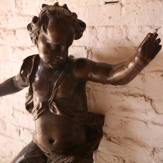 17th Century Italian Baroque Carved Walnut Cherub Statue
