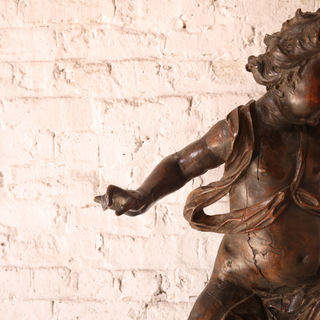 17th Century Italian Baroque Carved Walnut Cherub Statue
