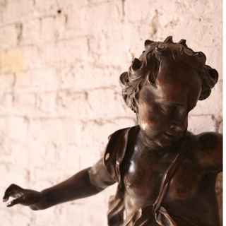 17th Century Italian Baroque Carved Walnut Cherub Statue
