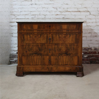19th Century Louis Philippe Walnut Chest with White Marble Top
