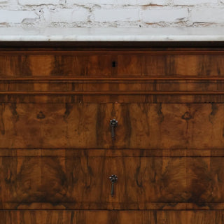 19th Century Louis Philippe Walnut Chest with White Marble Top
