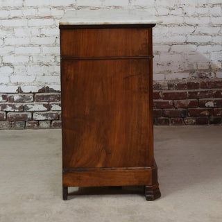 19th Century Louis Philippe Walnut Chest with White Marble Top
