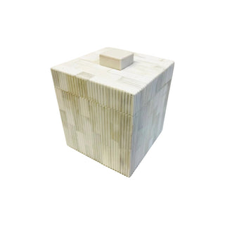 White Carved Cube Bone Box

