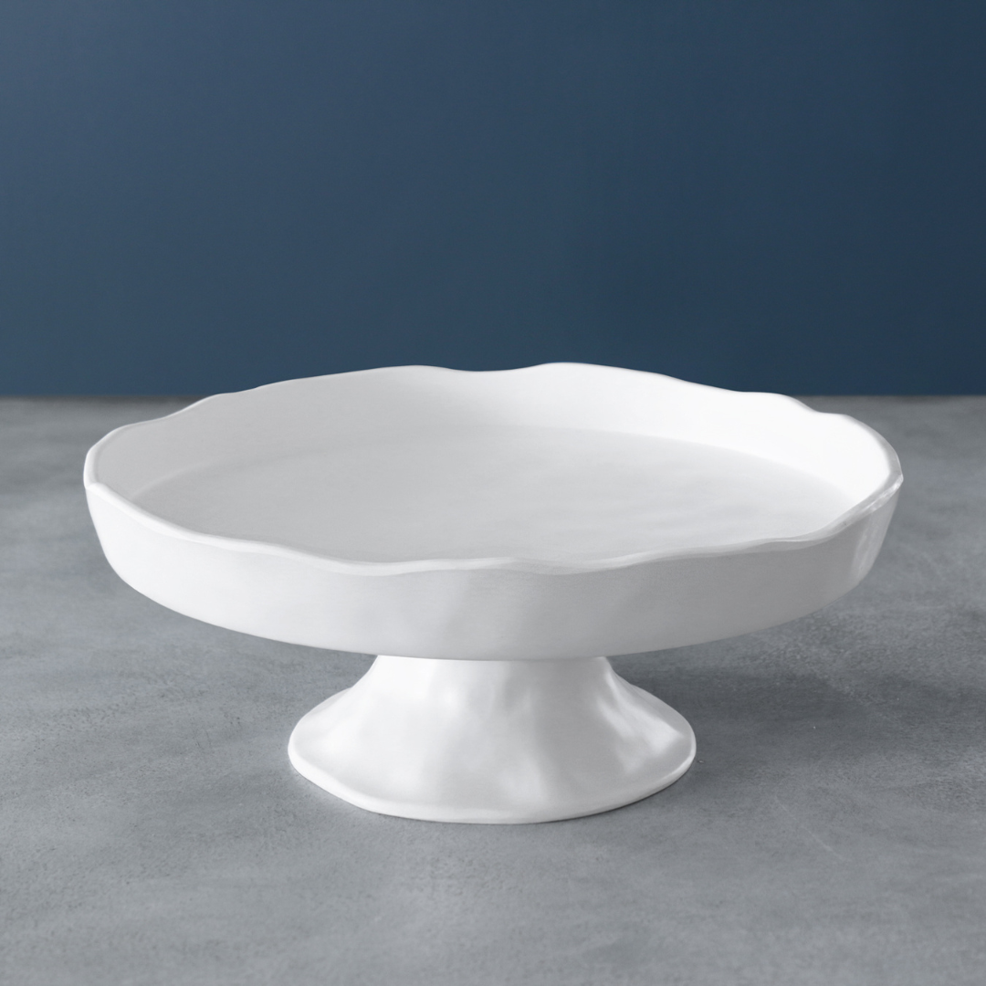 Vida Nube Round White Pedestal Cake Plate - Thumbnail 2