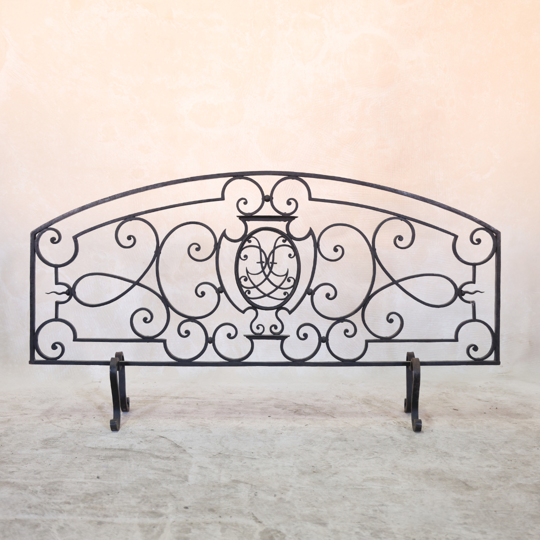 1900 French Iron Fireplace Screen