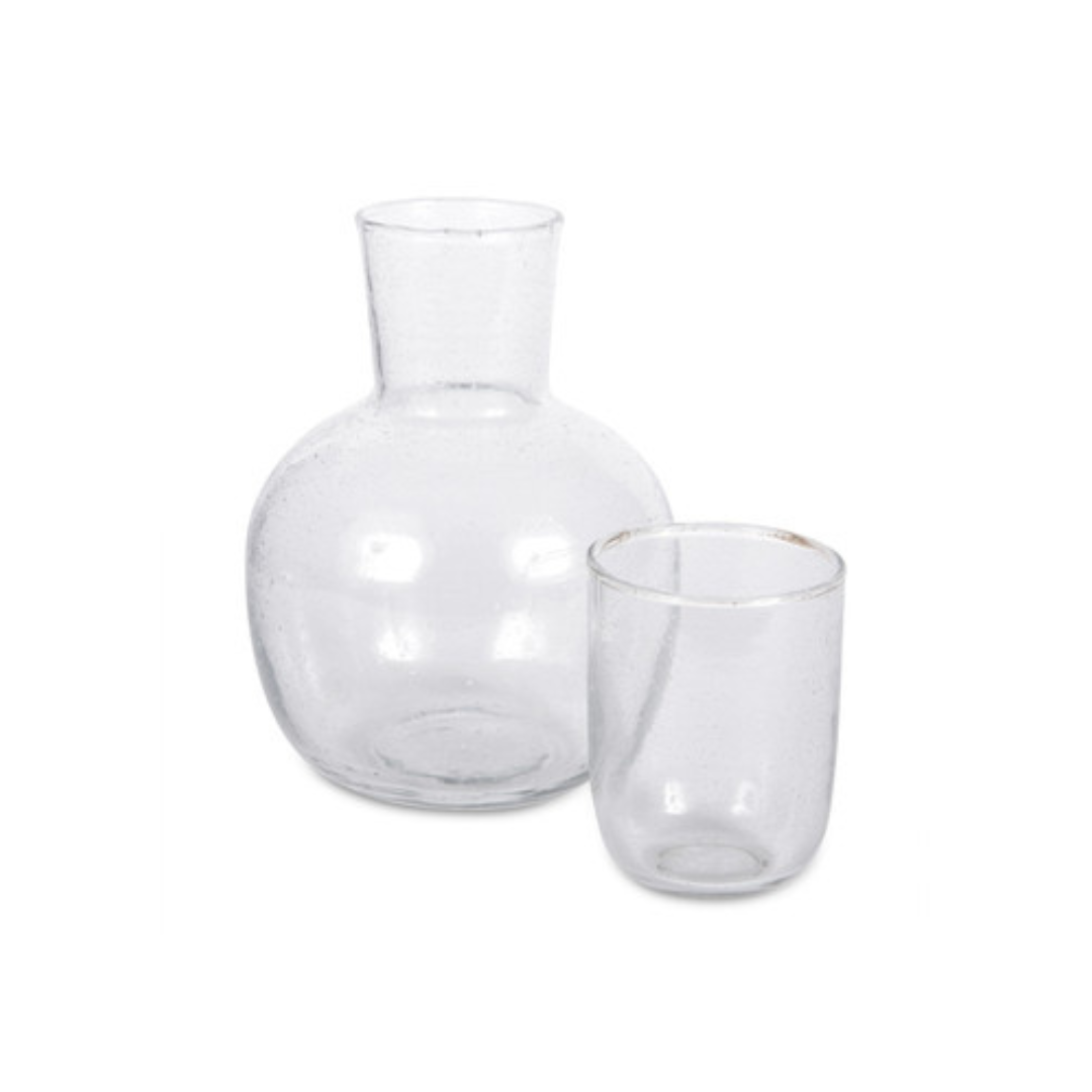 Carafe with Seeded Clear Glass