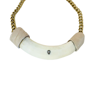 Cream Statement Tusk Necklace by Shalla Wista
